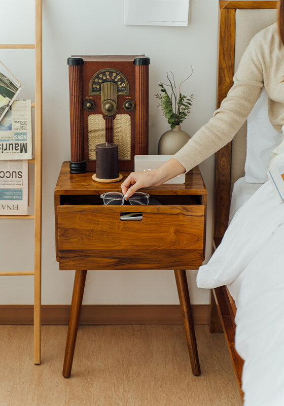 Teak Bedside Table - JUN